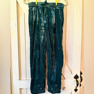 J. Crew  Velvet Jogger Pants Green Women's Size 2 Front Pockets